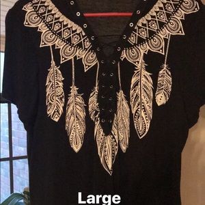 Lace up feather shirt